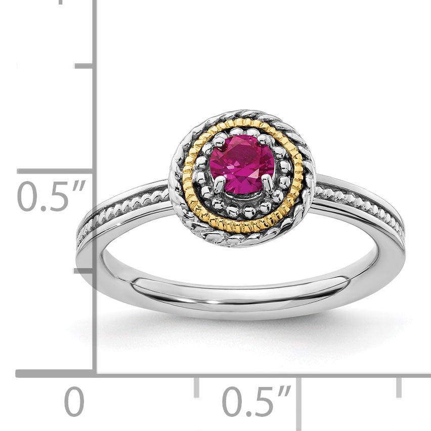 Sterling Silver & 14k Stackable Expressions Created Ruby Ring