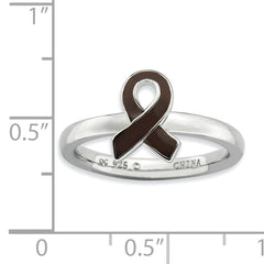 Sterling Silver Stackable Expressions Brown Enameled Awareness Ribbon Ring