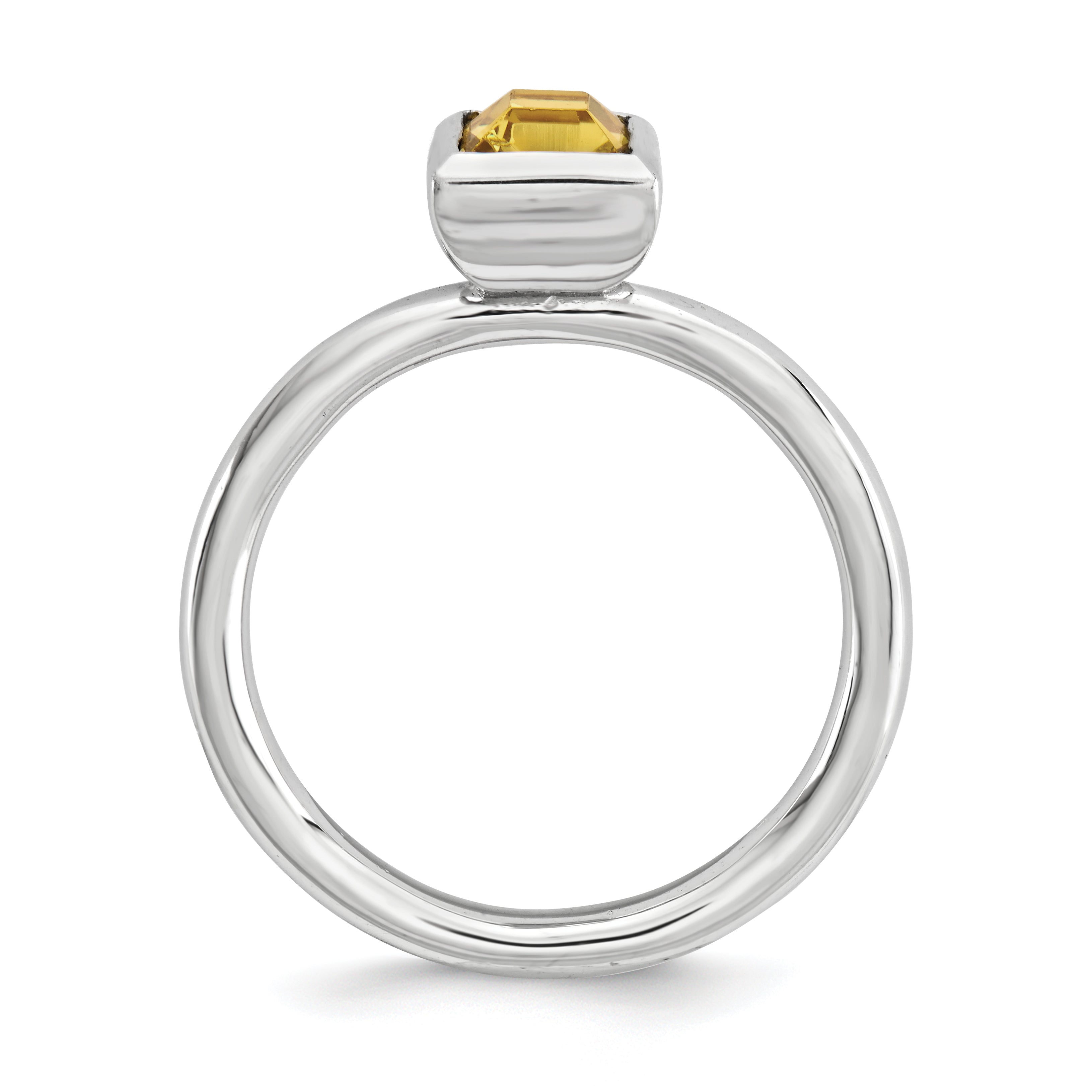 Sterling Silver Stackable Expressions Square November Swarovski Ring - 5