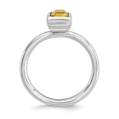 Sterling Silver Stackable Expressions Square November Swarovski Ring - 5