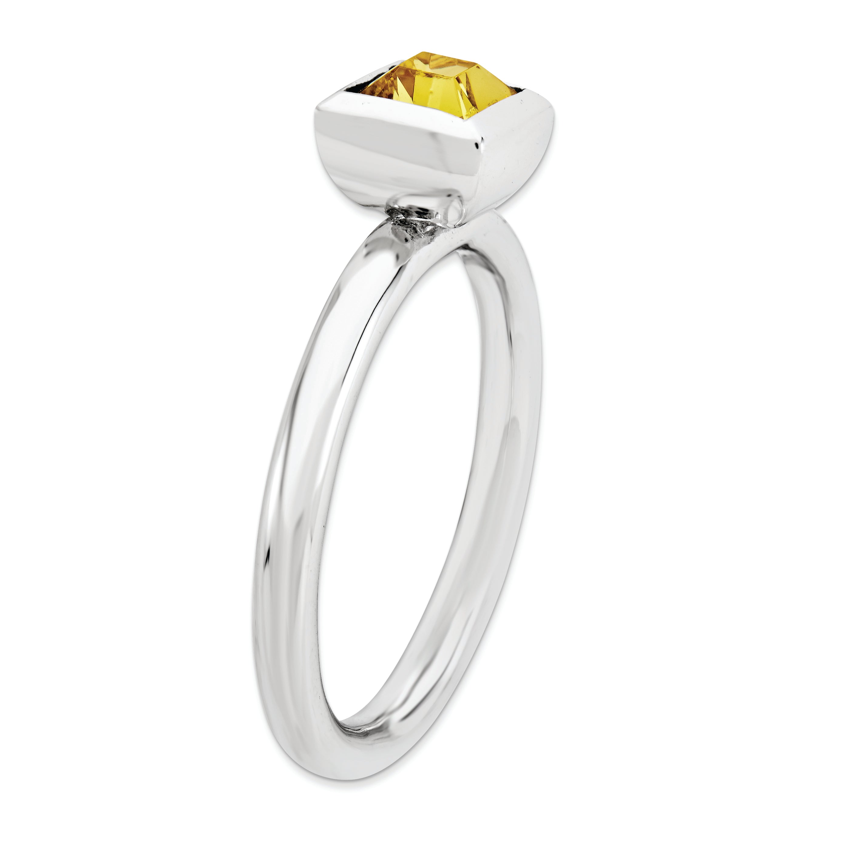 Sterling Silver Stackable Expressions Square November Swarovski Ring - 5