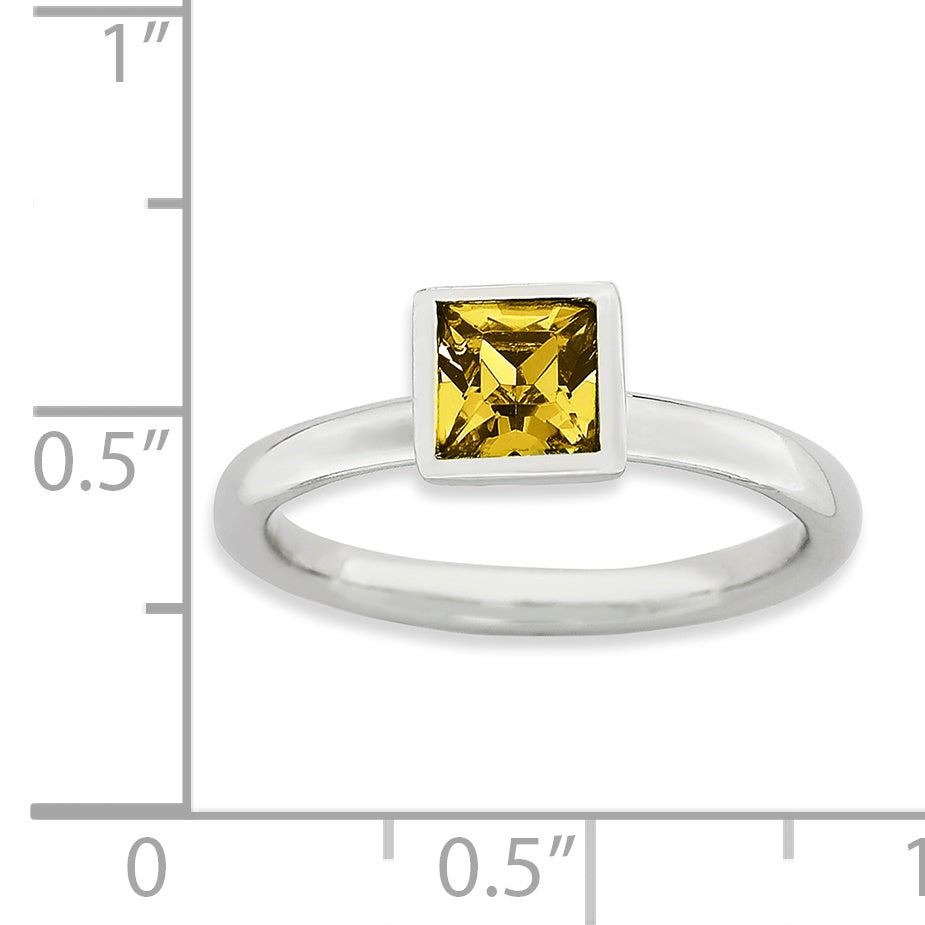 Sterling Silver Stackable Expressions Square November Swarovski Ring - 5