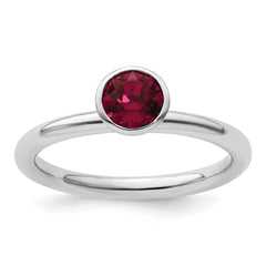 Sterling Silver Stackable Expressions High 5mm July Swarovski Ring