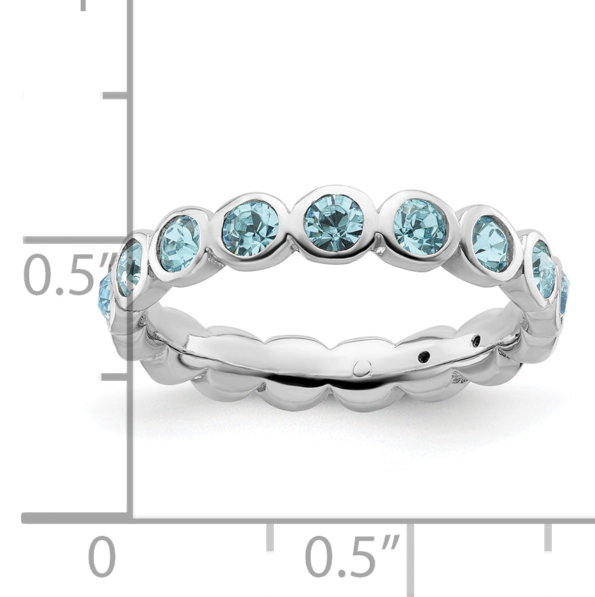Sterling Silver Stackable Expressions March Swarovski Ring