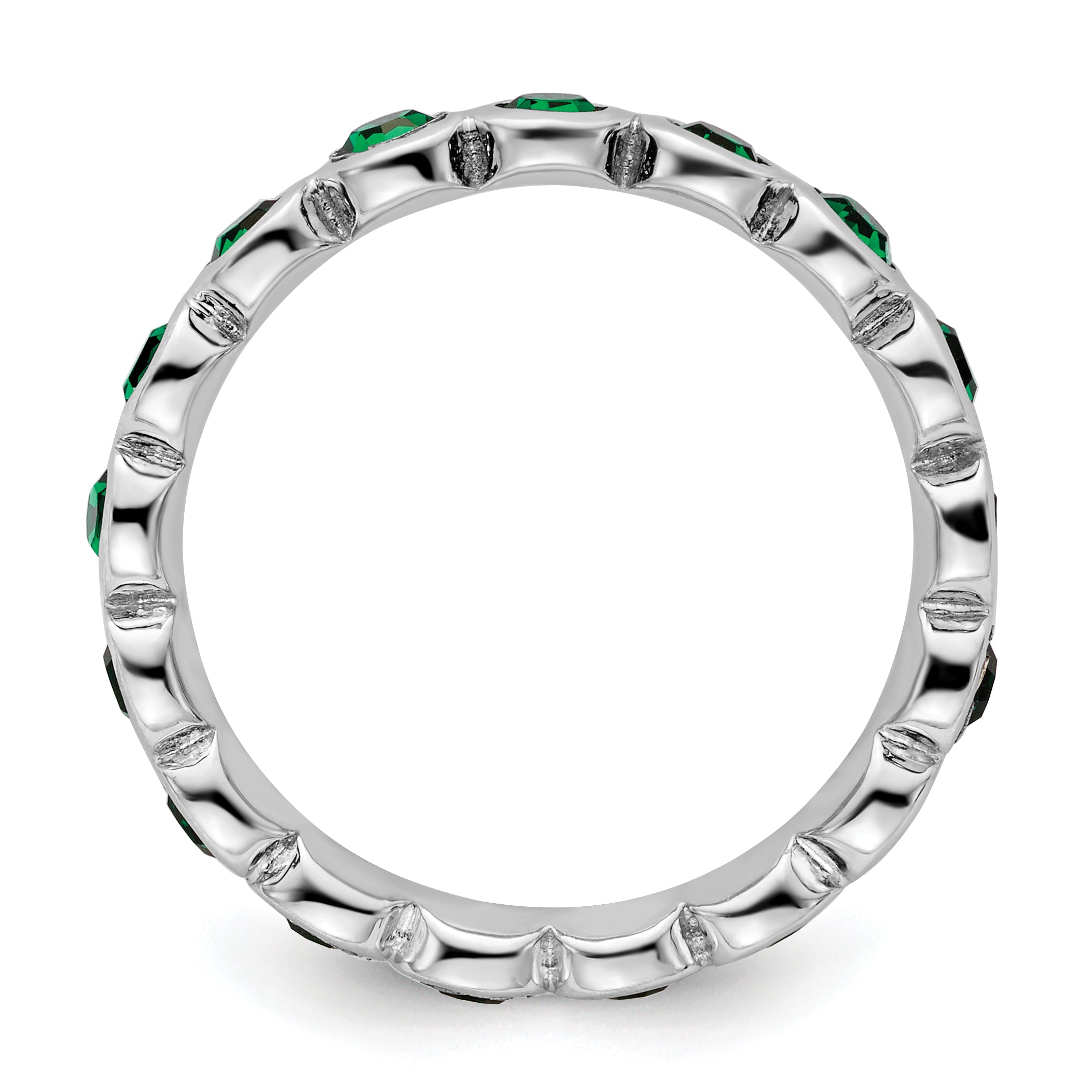 Sterling Silver Stackable Expressions May Swarovski Ring - 5