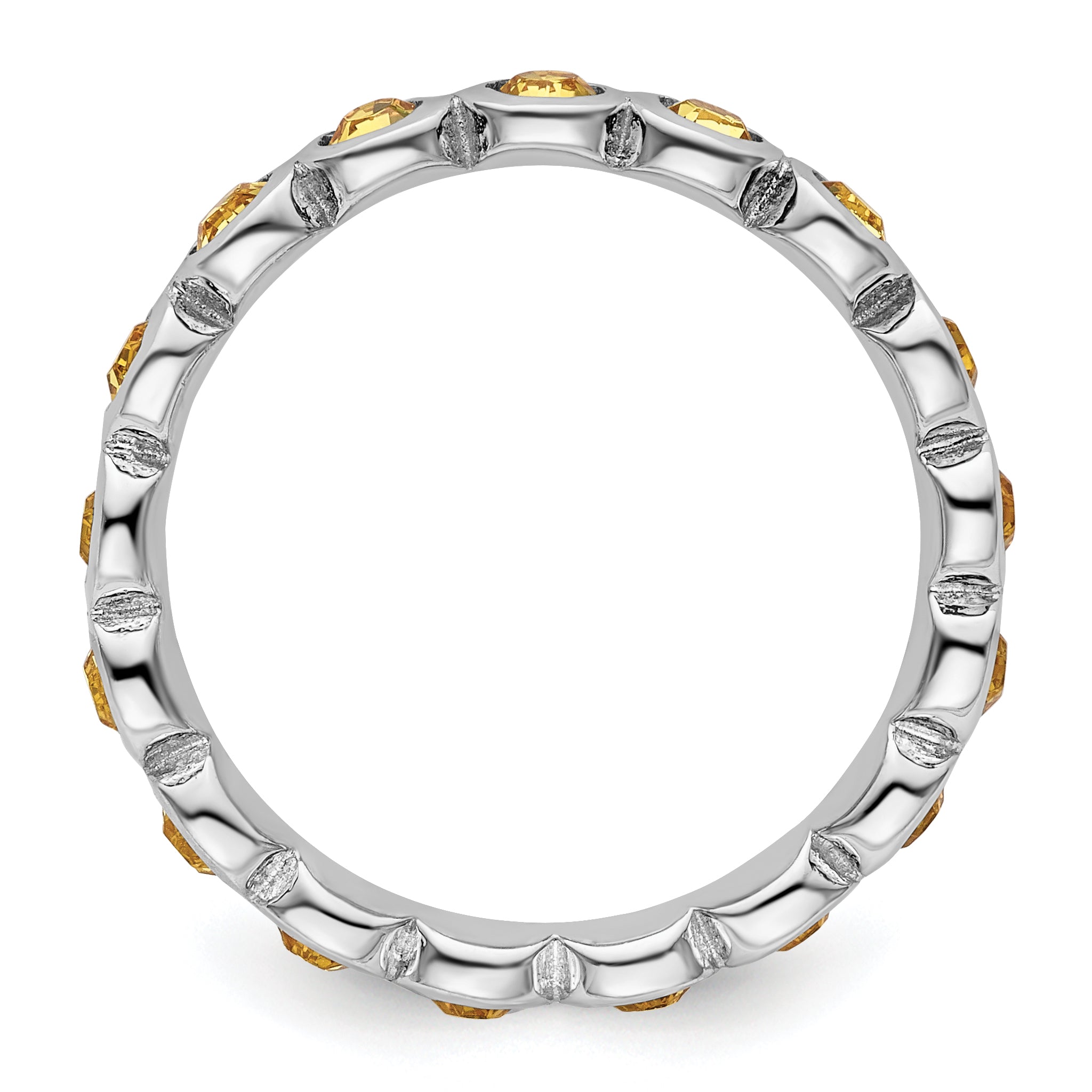 Sterling Silver Stackable Expressions November Swarovski Ring - 5