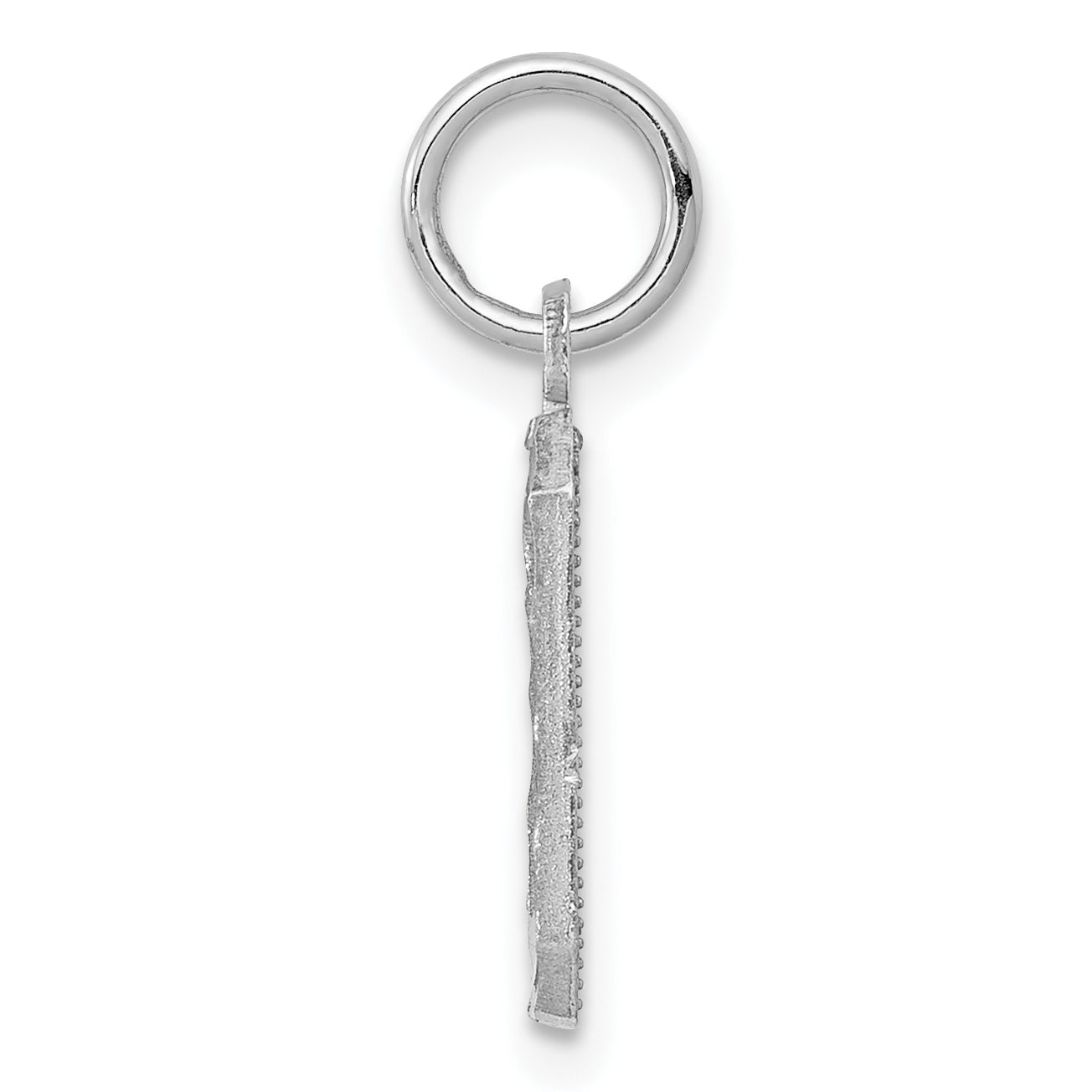 Sterling Silver Rhodium-plated Diamond-cut #0 Charm Secondary image