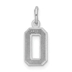 Sterling Silver Rhodium-plated Diamond-cut #0 Charm
