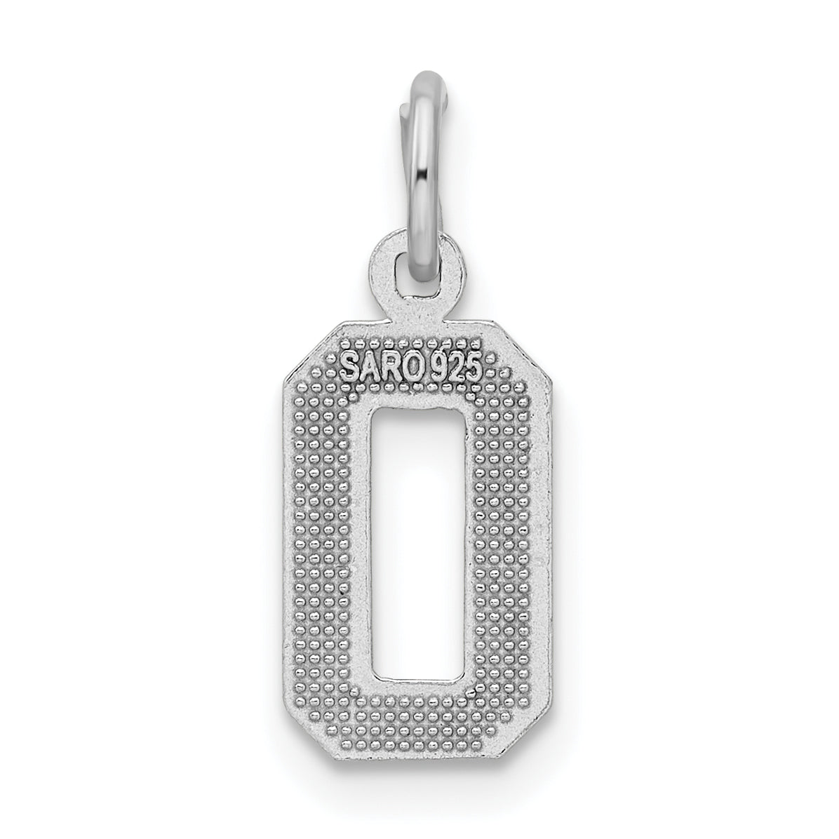 Sterling Silver Rhodium-plated Diamond-cut #0 Charm