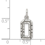 Sterling Silver Rhodium-plated Diamond-cut #0 Charm