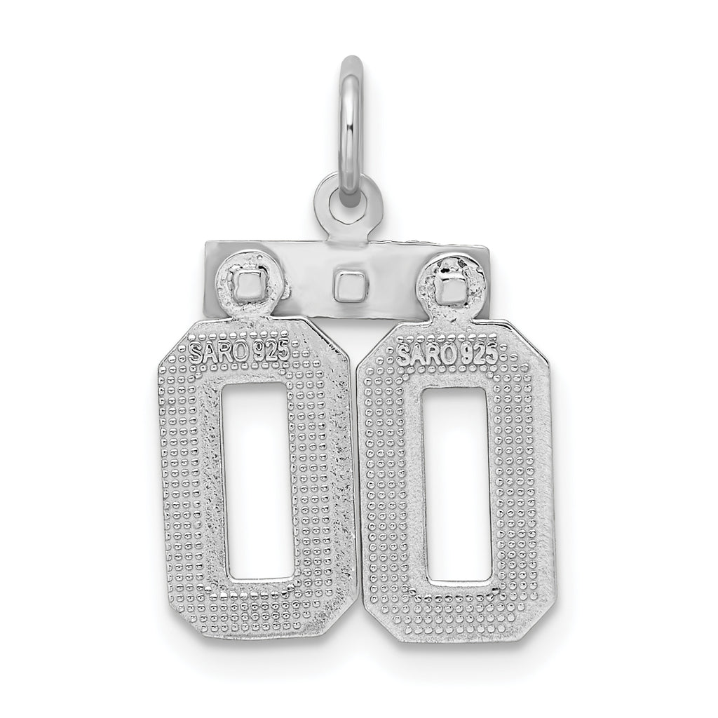 Sterling Silver Rhodium-plated Small Diamond-cut #00 Charm