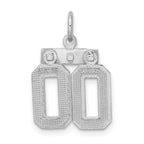 Sterling Silver Rhodium-plated Small Diamond-cut #00 Charm