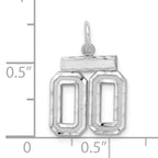 Sterling Silver Rhodium-plated Small Diamond-cut #00 Charm