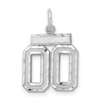 Sterling Silver Rhodium-plated Small Diamond-cut #00 Charm