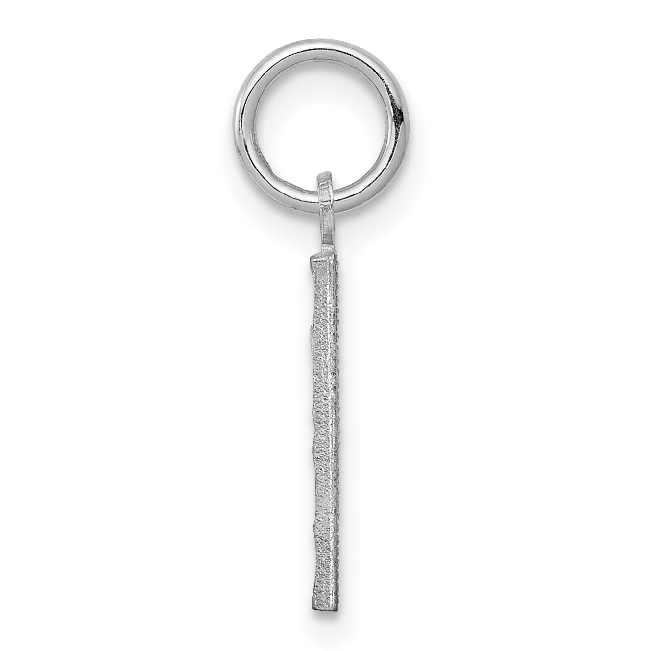 Sterling Silver Rhodium-plated Diamond-cut #1 Charm Secondary image
