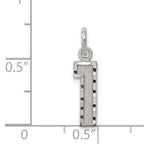Sterling Silver Rhodium-plated Diamond-cut #1 Charm