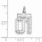 Sterling Silver Rhodium-plated Small Diamond-cut #01 Charm
