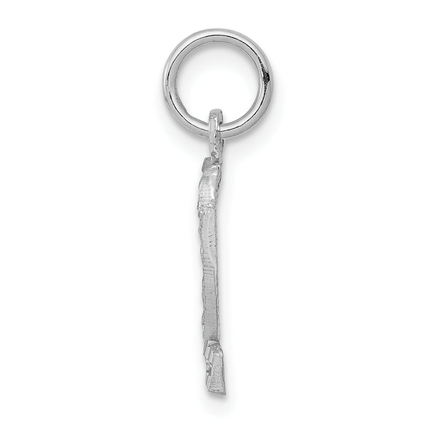 Sterling Silver Rhodium-plated Diamond-cut #2 Charm