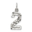 Sterling Silver Rhodium-plated Diamond-cut #2 Charm