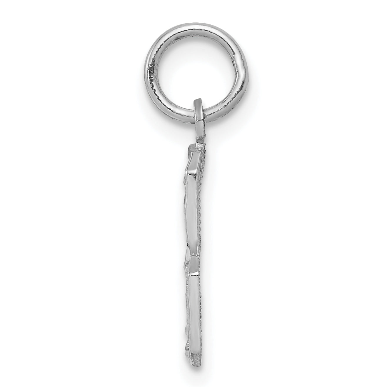 Sterling Silver Rhodium-plated Diamond-cut #3 Charm Secondary image