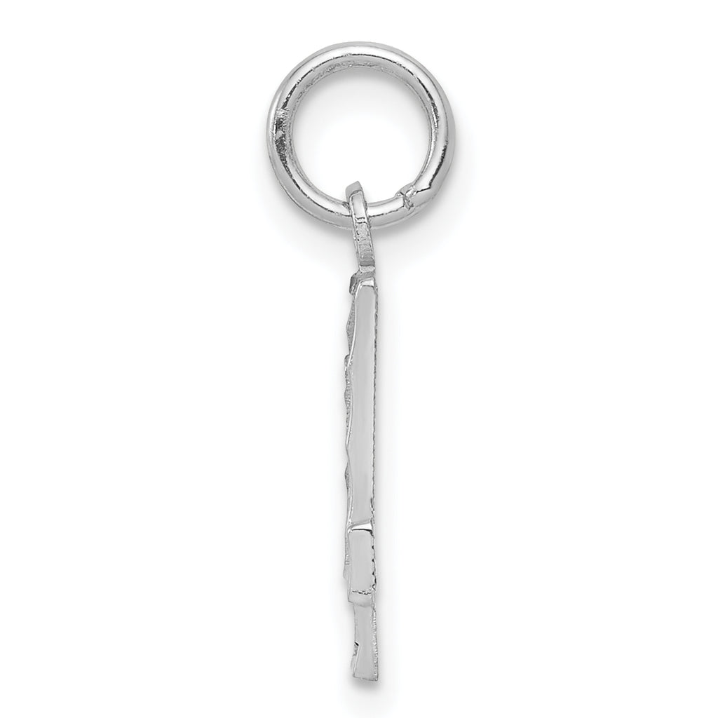 Sterling Silver Rhodium-plated Diamond-cut #4 Charm