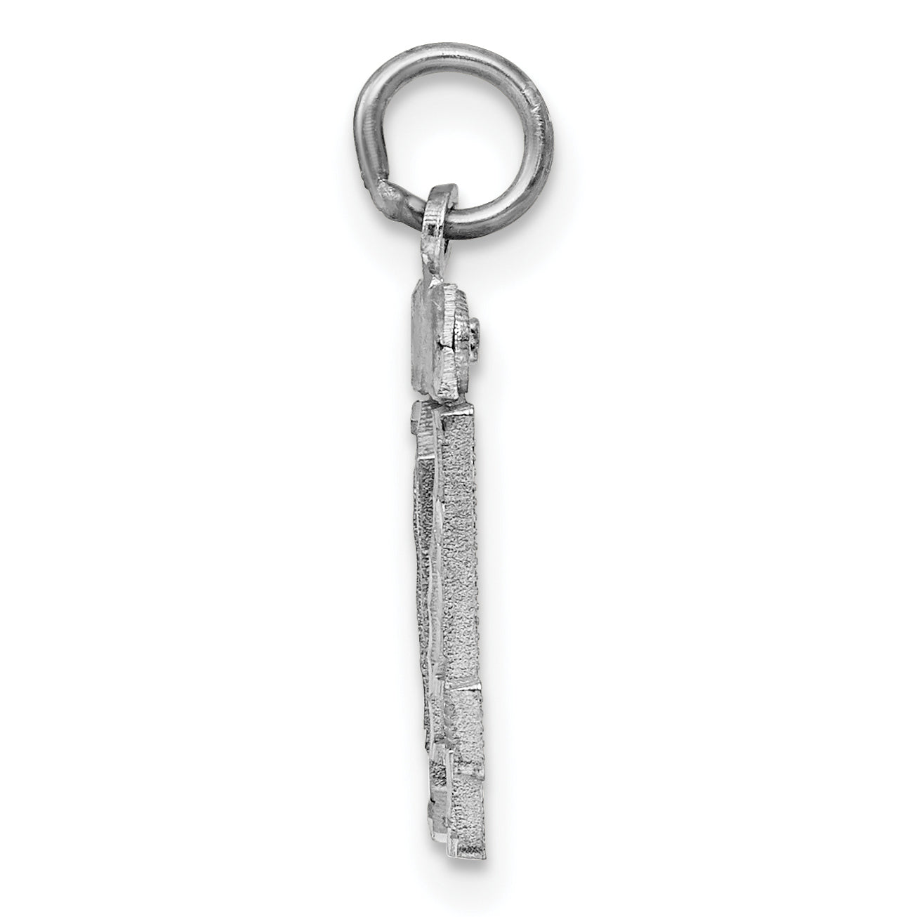 Sterling Silver Rhodium-plated Small Diamond-cut #04 Charm Secondary image
