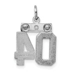 Sterling Silver Rhodium-plated Small Diamond-cut #04 Charm