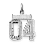 Sterling Silver Rhodium-plated Small Diamond-cut #04 Charm