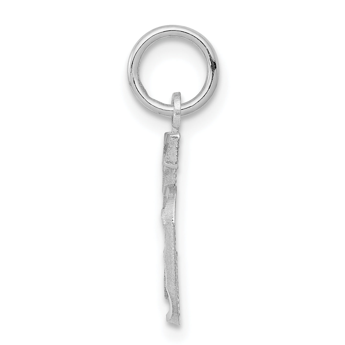 Sterling Silver Rhodium-plated Diamond-cut #5 Charm