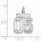 Sterling Silver Rhodium-plated Small Diamond-cut #05 Charm