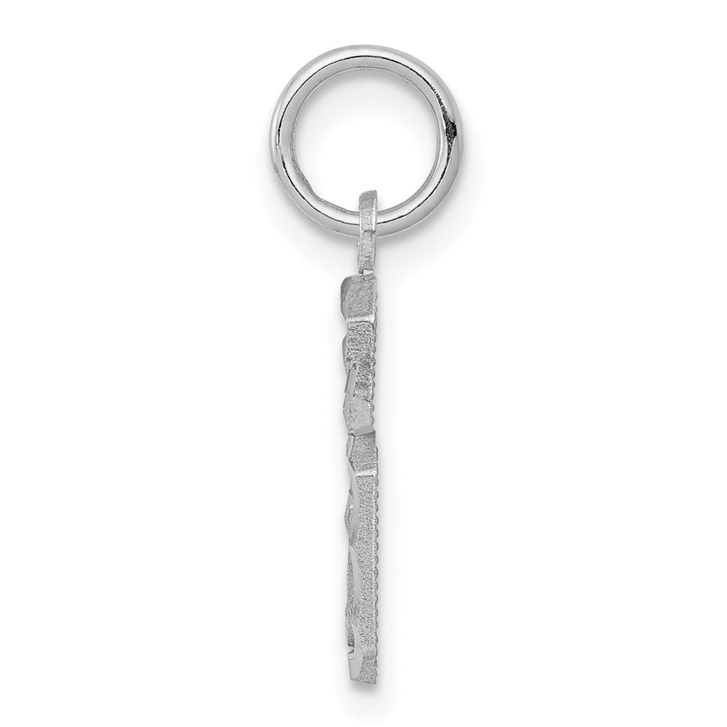 Sterling Silver Rhodium-plated Diamond-cut #6 Charm
