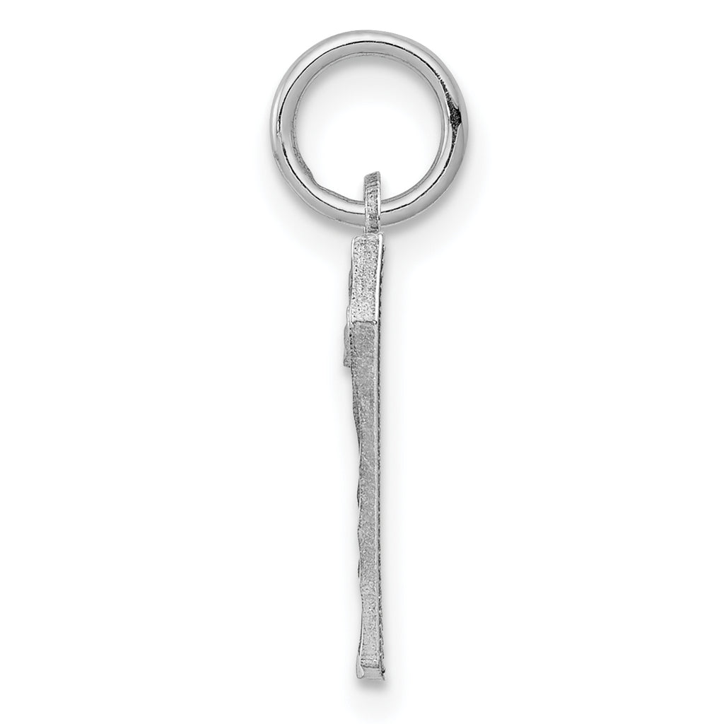 Sterling Silver Rhodium-plated Diamond-cut #7 Charm