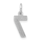 Sterling Silver Rhodium-plated Diamond-cut #7 Charm