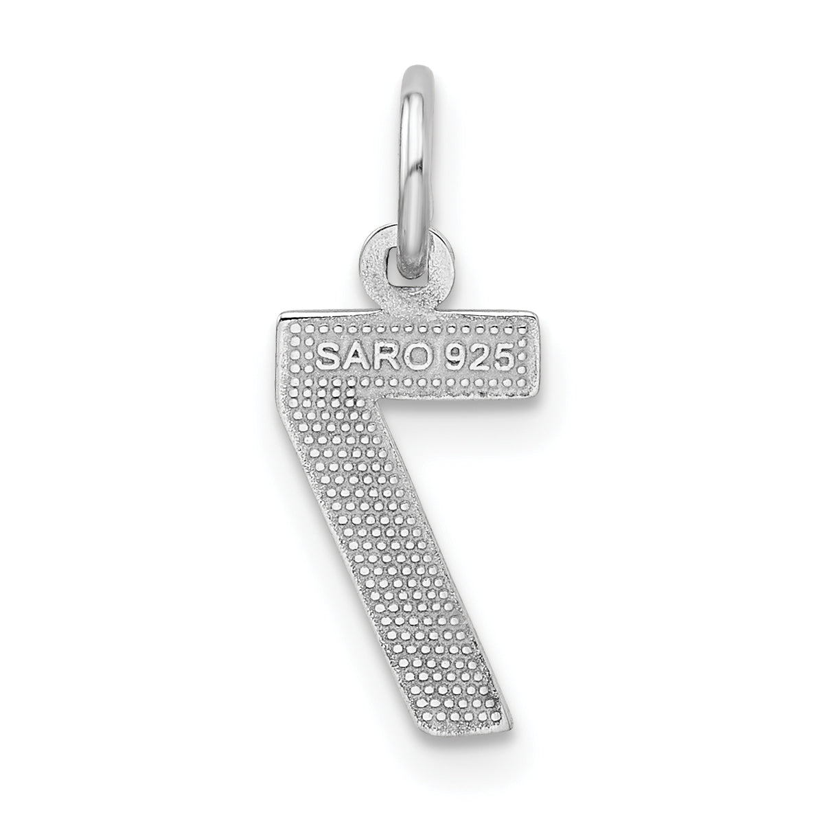 Sterling Silver Rhodium-plated Diamond-cut #7 Charm
