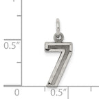 Sterling Silver Rhodium-plated Diamond-cut #7 Charm