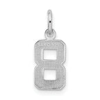 Sterling Silver Rhodium-plated Diamond-cut #8 Charm