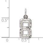 Sterling Silver Rhodium-plated Diamond-cut #8 Charm
