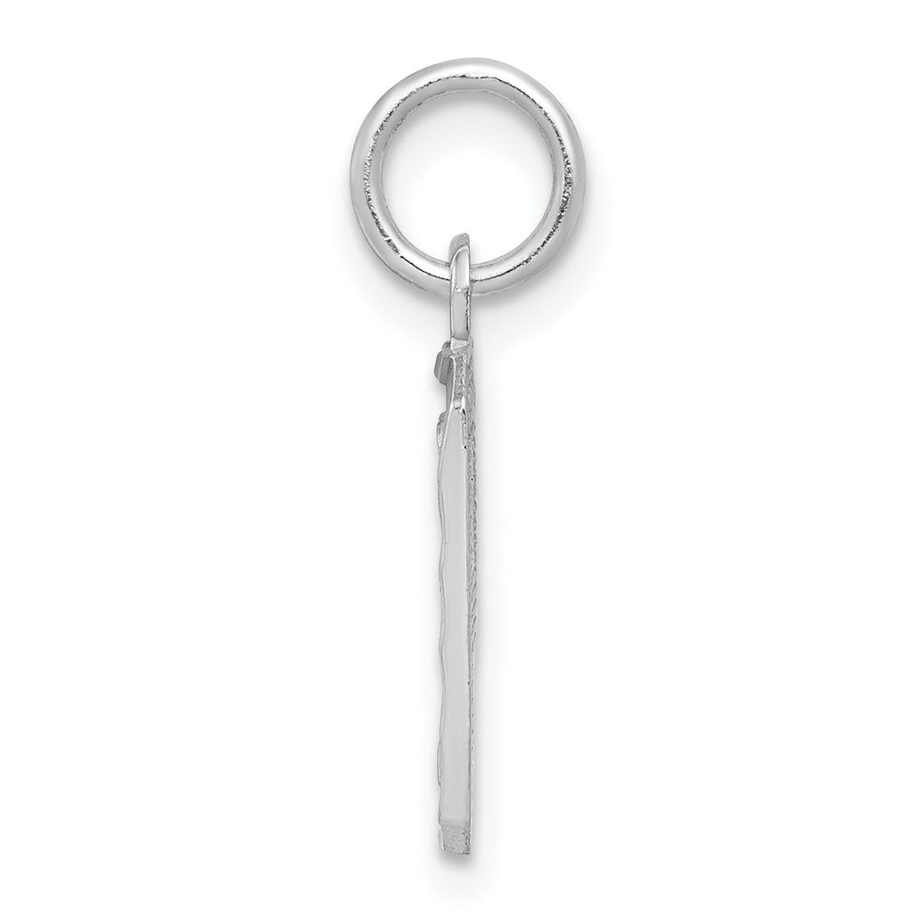 Sterling Silver Rhodium-plated Diamond-cut #9 Charm