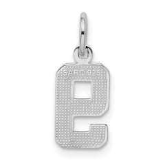 Sterling Silver Rhodium-plated Diamond-cut #9 Charm
