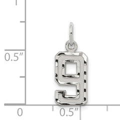 Sterling Silver Rhodium-plated Diamond-cut #9 Charm