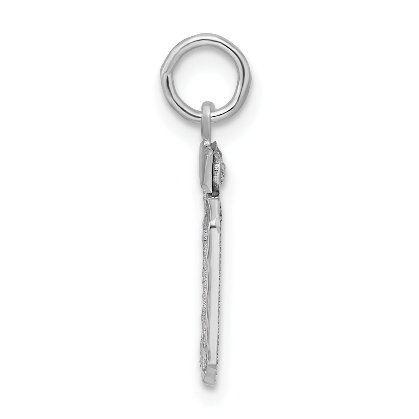 Sterling Silver Rhodium-plated Diamond-cut #10 Charm Secondary image
