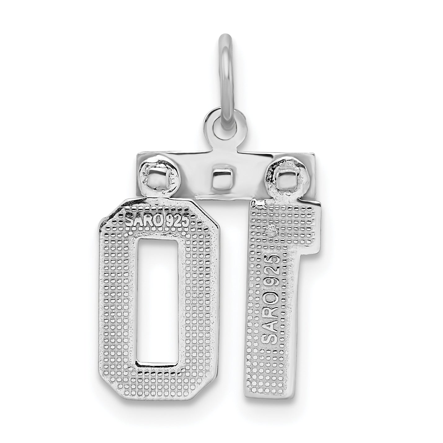 Sterling Silver Rhodium-plated Diamond-cut #10 Charm