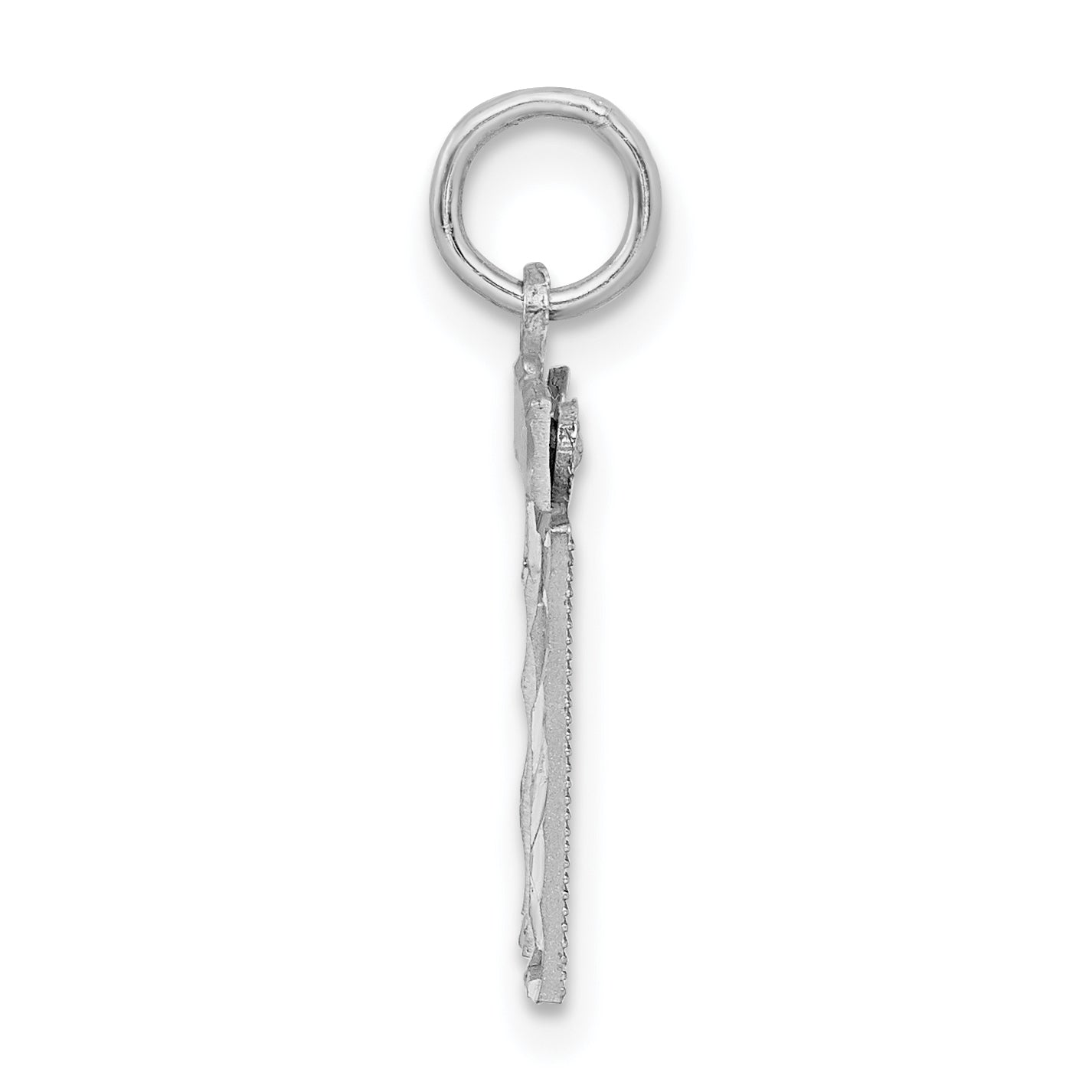 Sterling Silver Rhodium-plated Diamond-cut #11 Charm Secondary image