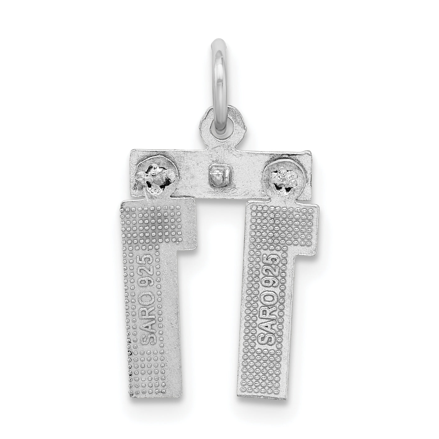 Sterling Silver Rhodium-plated Diamond-cut #11 Charm