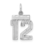 Sterling Silver Rhodium-plated Diamond-cut #12 Charm