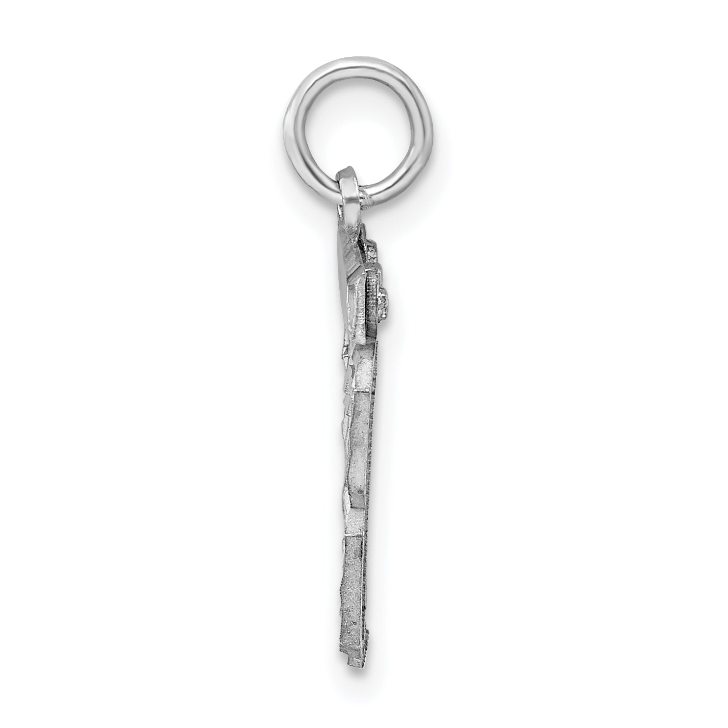 Sterling Silver Rhodium-plated Diamond-cut #13 Charm Secondary image