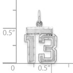 Sterling Silver Rhodium-plated Diamond-cut #13 Charm