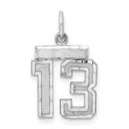 Sterling Silver Rhodium-plated Diamond-cut #13 Charm