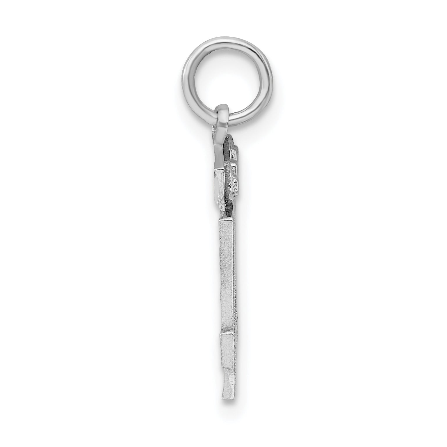 Sterling Silver Rhodium-plated Diamond-cut #14 Charm Secondary image