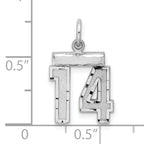 Sterling Silver Rhodium-plated Diamond-cut #14 Charm